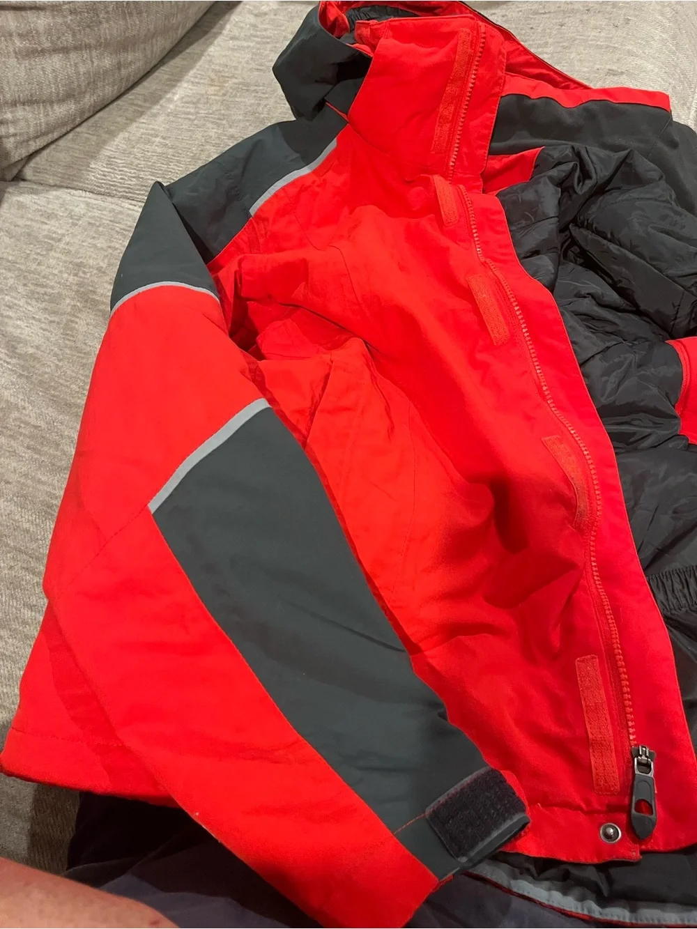 The North Face Red and Black Hooded Outdoor Jacket